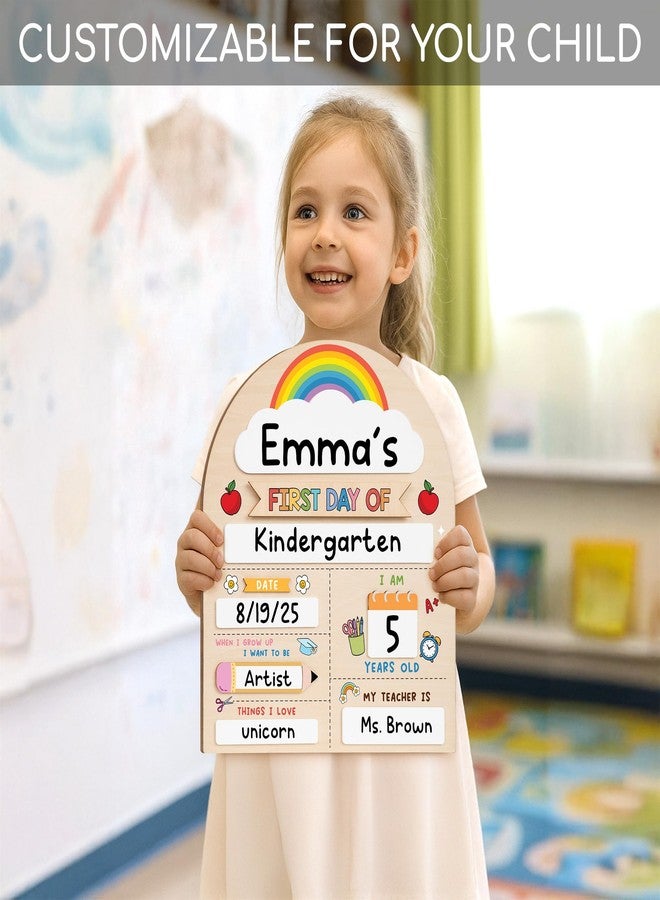 DINIZON My First Day of School Sign 12"x10", First and Last Day of School Board with Marker, Reusable Back to Class Wooden Chalkboard for Preschool, Pre-K, and Kindergarten, Easy to Write & Clean Board - Image 5